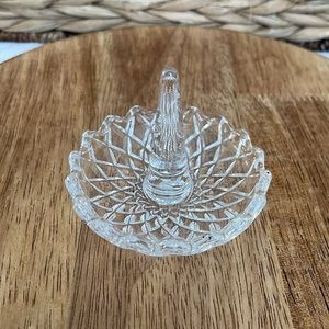 Round Cut Glass Edges Jewelry Ring Holder 3 1/4” Wide x 2 3/4” Height
